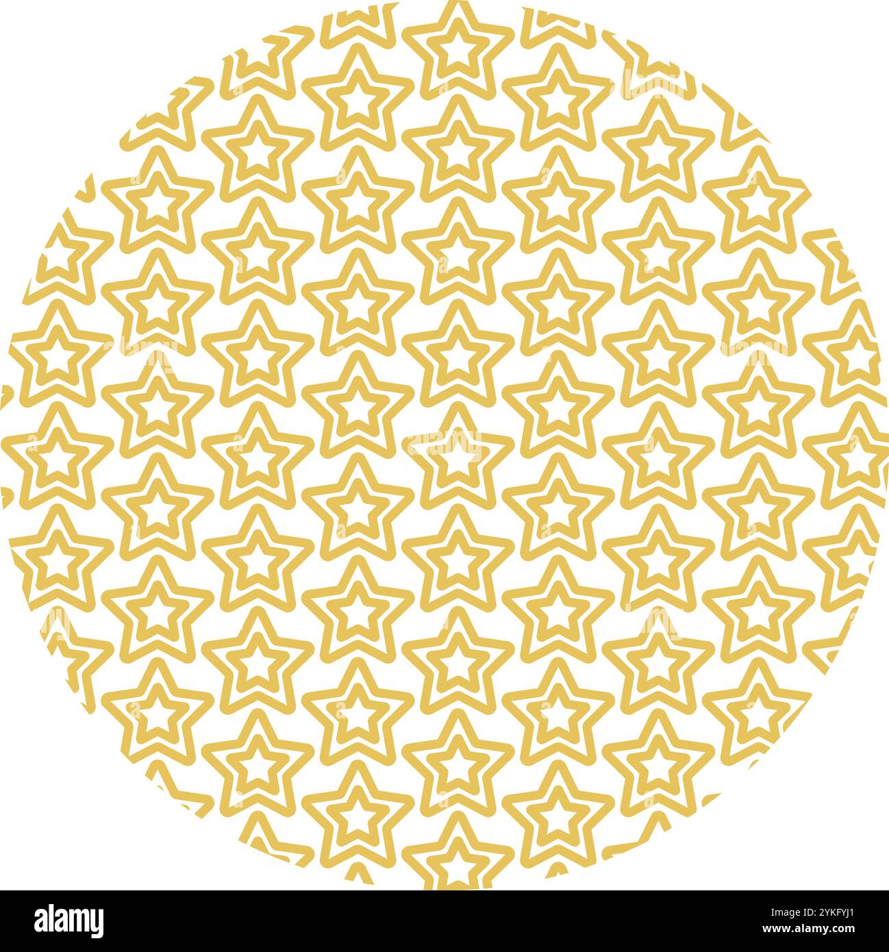 Mosaïque de cercle avec motif d'étoiles dorées. Les petits éléments ont créé une sensation de mouvement de flux au sein de la mise au point visuelle circulaire. Eleme décoratif vectoriel simple Illustration de Vecteur