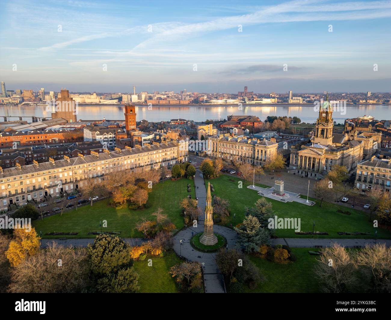 Hamilton Square, Birkenhead et River Mersey, Merseyside, Angleterre Banque D'Images