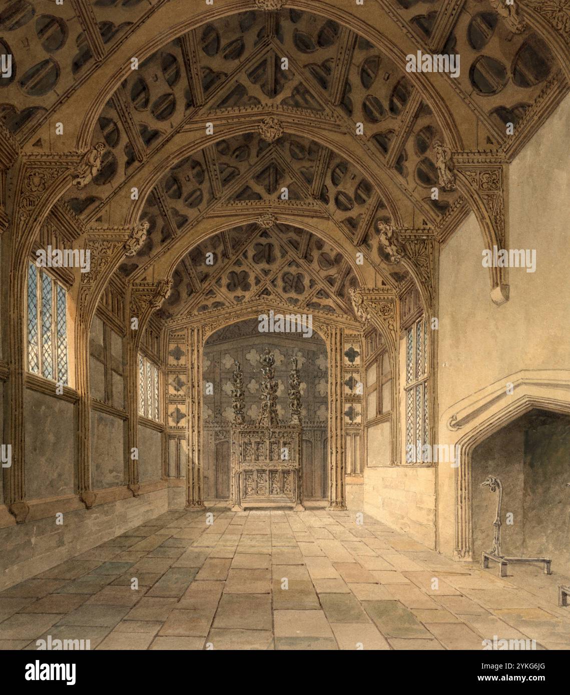 Innenansicht von Rufford Hall, Lancashire, im Besitz von Sir Thomas Hesketh Bart, England, digital restaurierte Reproduktion eines Originals von John Banque D'Images