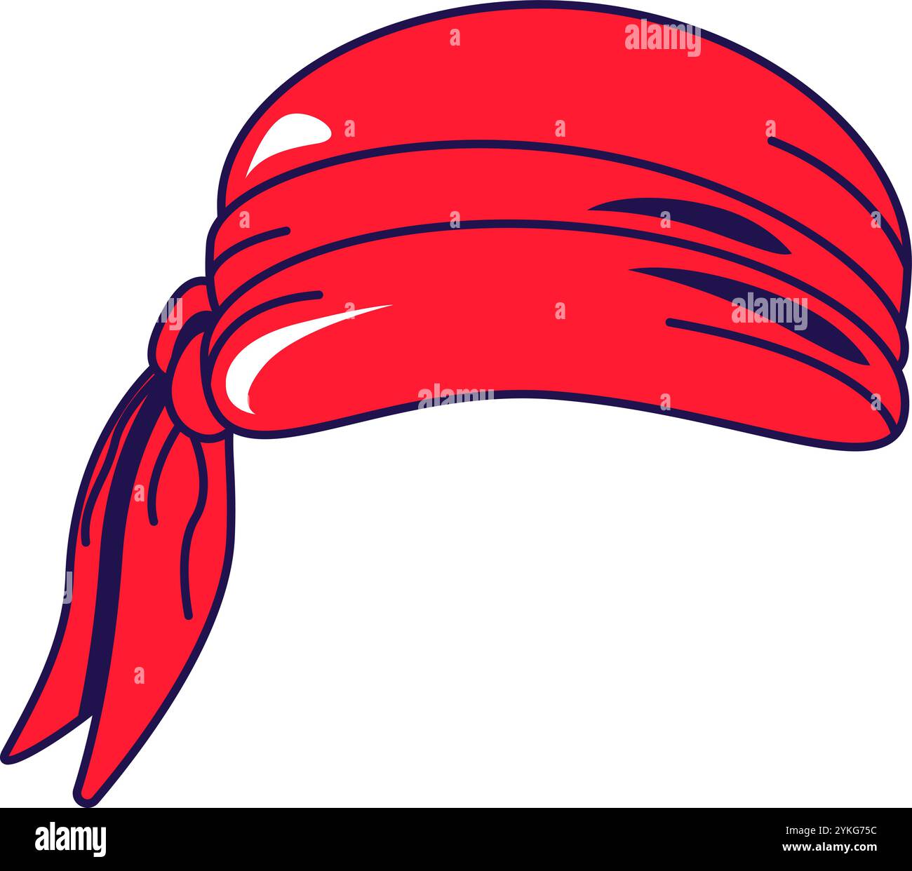 Illustration graphique vectorielle de bandana avec un nœud dans le style de bande dessinée. Coiffure pour fête ou carnaval. L'icône est parfaite pour le web design, décoratif el Illustration de Vecteur