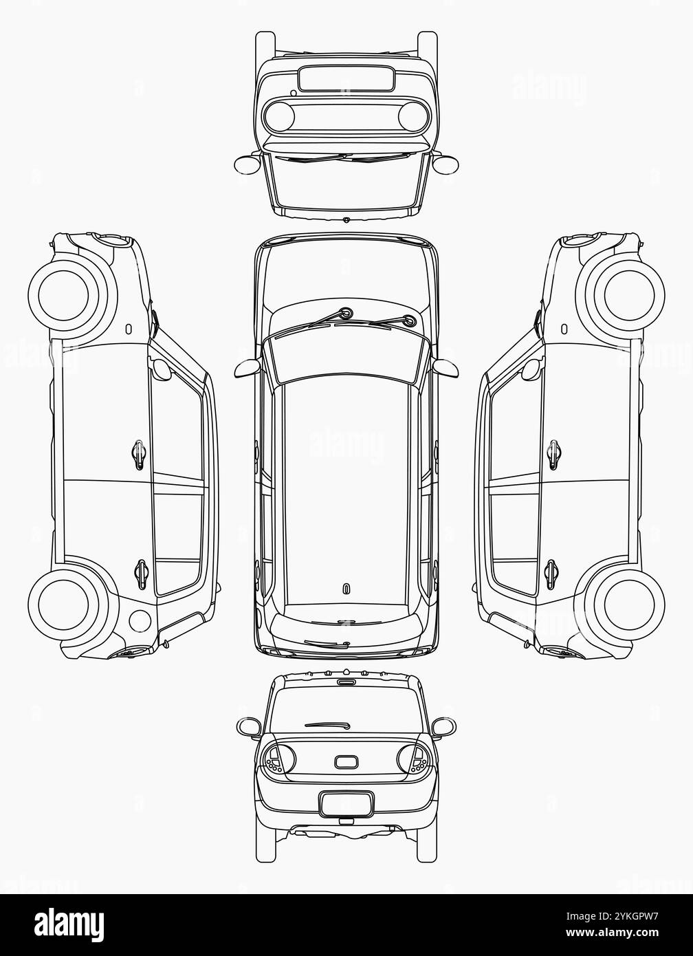 Modèle de petite voiture. Modèle de voiture compacte vierge pour la marque ou la publicité. Illustration de Vecteur