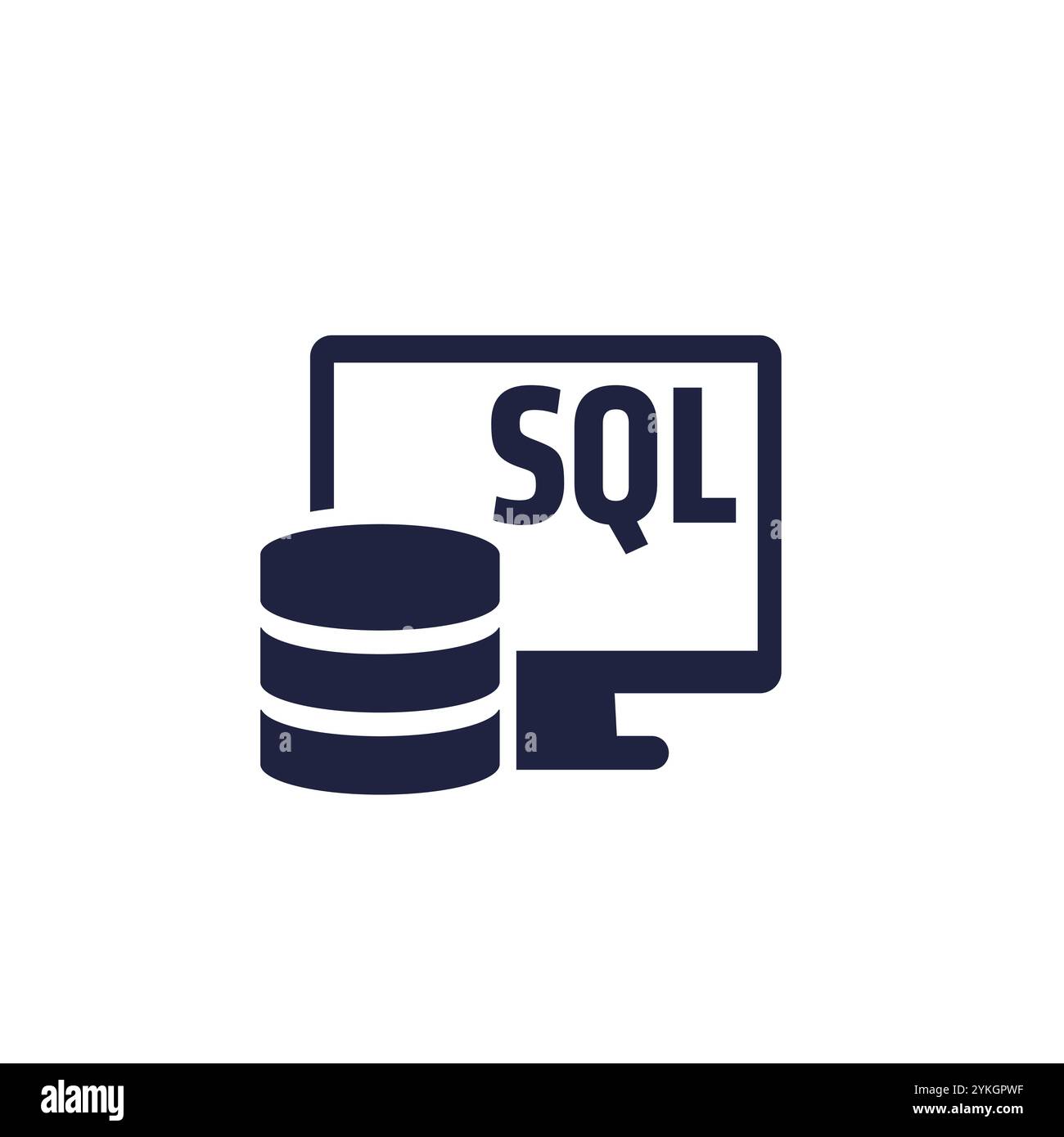 Icône SQL avec une base de données et un ordinateur Illustration de Vecteur