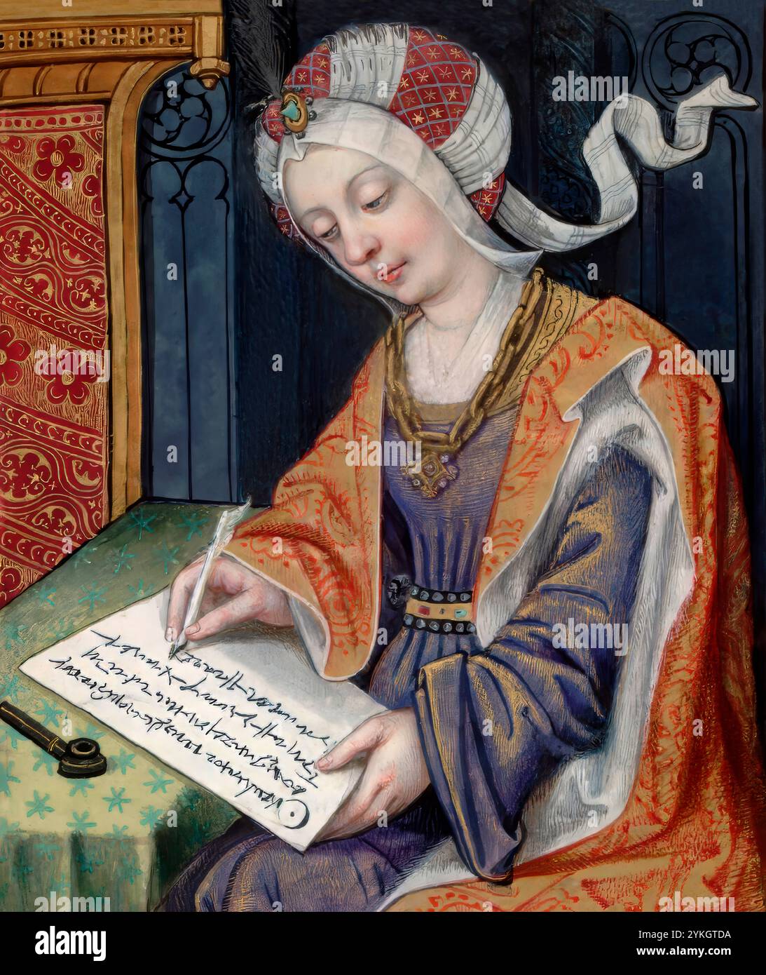 Penelope écrit à Ulysse, des Héroïdes (les Héroïnes), ou Epistulae Heroidum (lettres des Héroïnes), poèmes composés par Ovide (Publius Ovidius naso), mythologie grecque et romaine, édité numériquement d'après robinet Testard Banque D'Images