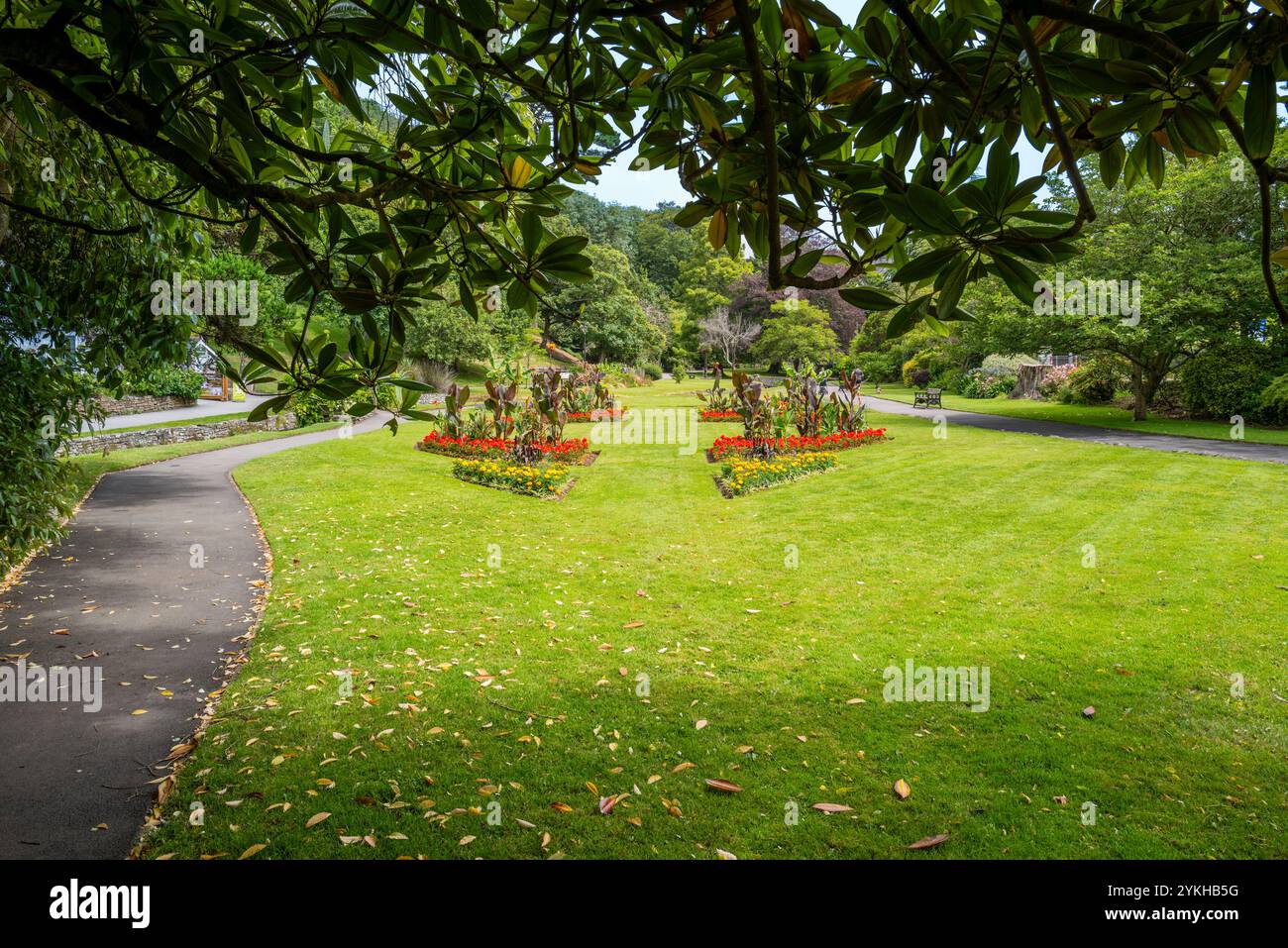 Les jardins primés de Trenance à Newquay en Cornouailles au Royaume-Uni. Banque D'Images