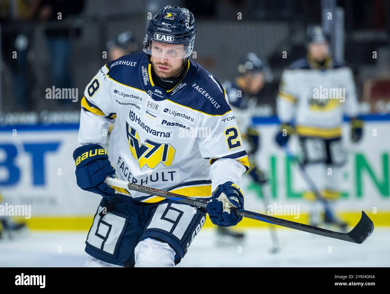 Luleå 20241118HV 71s John Nyberg Under måndagens ishockeymatch i SHL mellan Luleå HF OCH HV 71 på Coop Norrbotten Arena. ***BETALBILD*** Foto : Pär Bäckström/TT/kod 11724 crédit : TT News Agency/Alamy Live News Banque D'Images