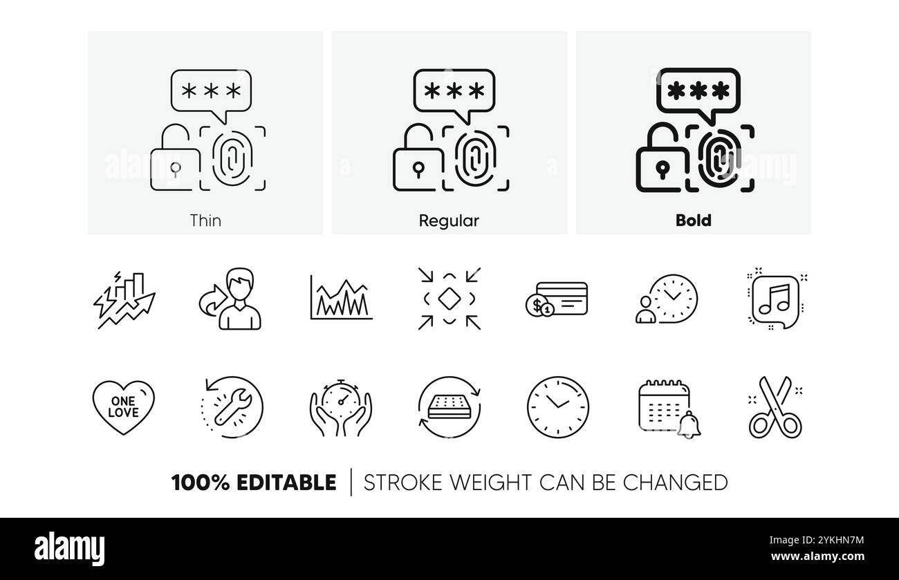 Icônes minuterie, investissement et chronologie. Pack de méthode de paiement, gestion du temps, icône de croissance de consommation. Minimisez, un amour, pictogramme de matelas. Partager Illustration de Vecteur