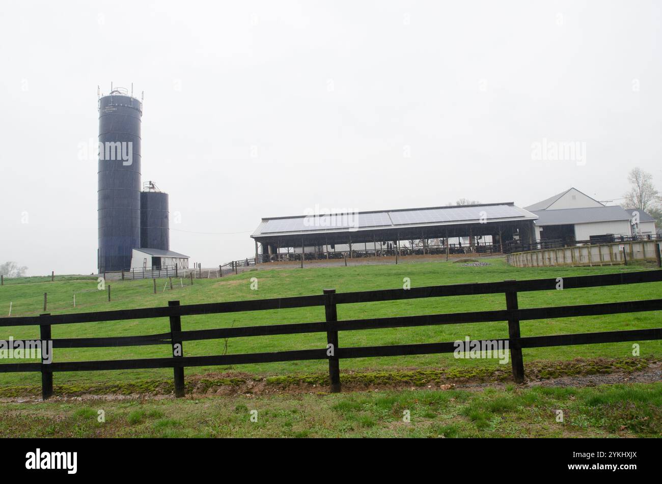Brubaker Farms, est à la fois un journal intime et producteur d'énergie verte à Mount Joy, PA le 19 mars 2011. La ferme familiale appartenant à Luke, Mike et Tony Brubaker compte environ 850 vaches et 700 jeunes animaux, produisant 20 200 000 livres de lait l'an dernier. Elle compte 13 employés à temps plein et plus de 1 500 acres de terres agricoles. Leur digesteur de méthane a été rendu possible grâce à une subvention du programme REAP (rural Energy for America) du Département de l'Agriculture des États-Unis (USDA) qui a fourni une part des coûts de l'achat du digesteur. Il peut traiter plus de 41 859 tonnes métriques de déchets organiques, pour capter le méthane Banque D'Images