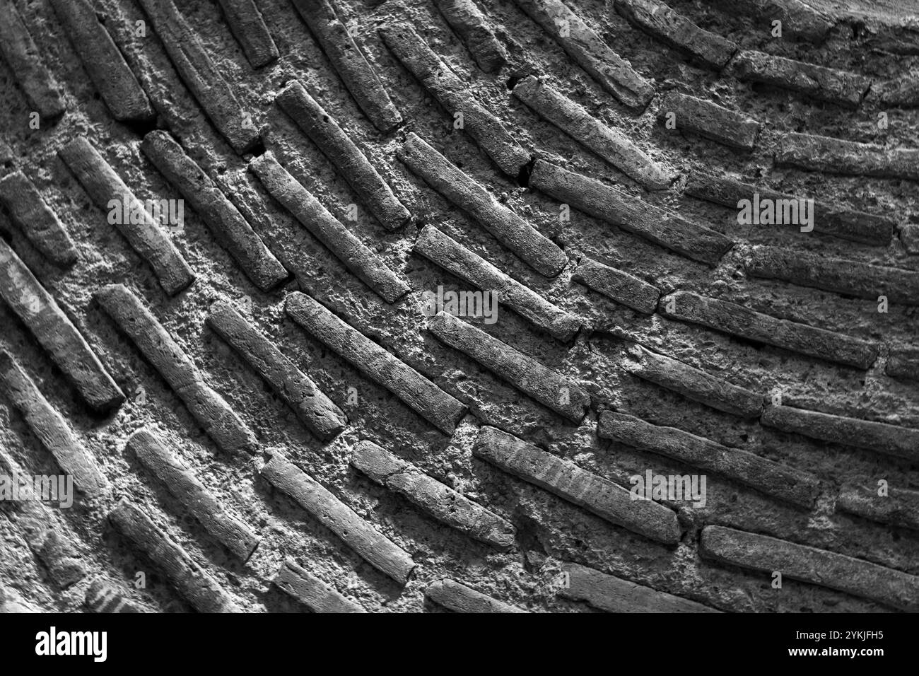 Mur de briques gris foncé, texture de photo de fond, motif rond Banque D'Images