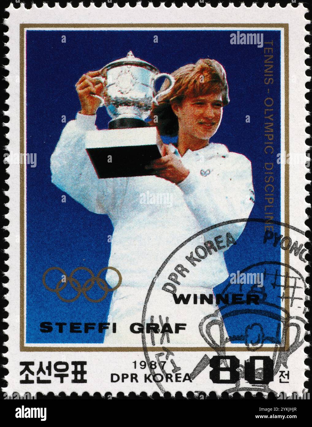 Portrait de Steffi Graf sur vieux timbre-poste Banque D'Images