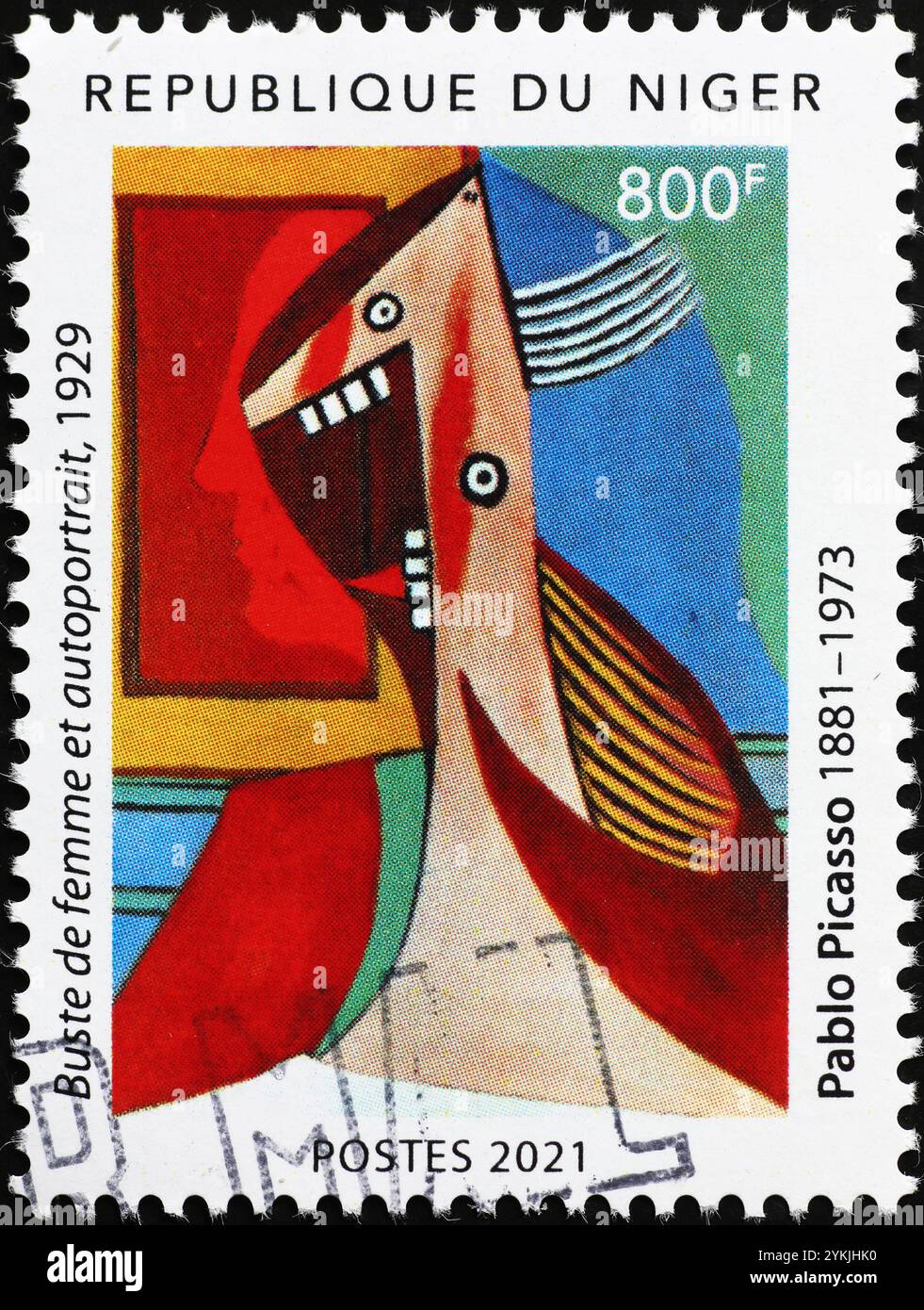 Peinture surréaliste de Pablo Picasso sur timbre-poste Banque D'Images