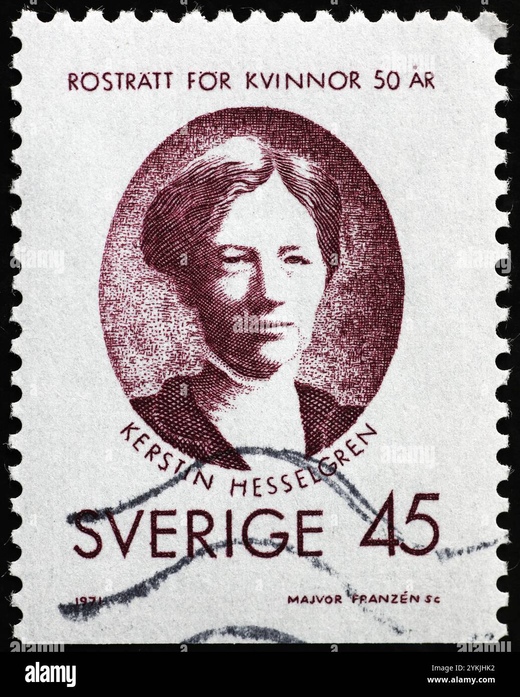 Femme politique suédoise Kirstin Hesselgren sur vieux timbre-poste Banque D'Images