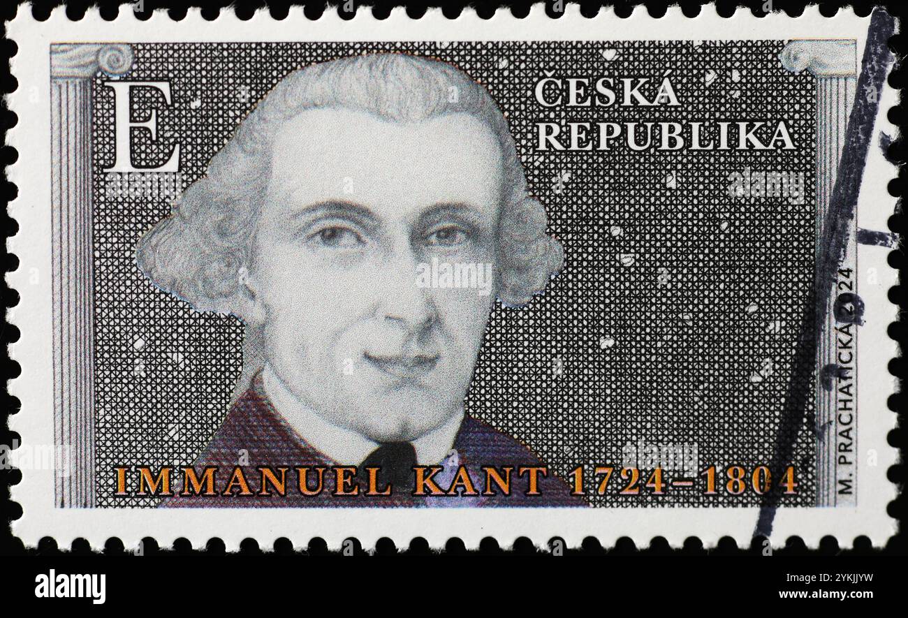 Portrait d'Emmanuel Kant sur timbre-poste cech Banque D'Images