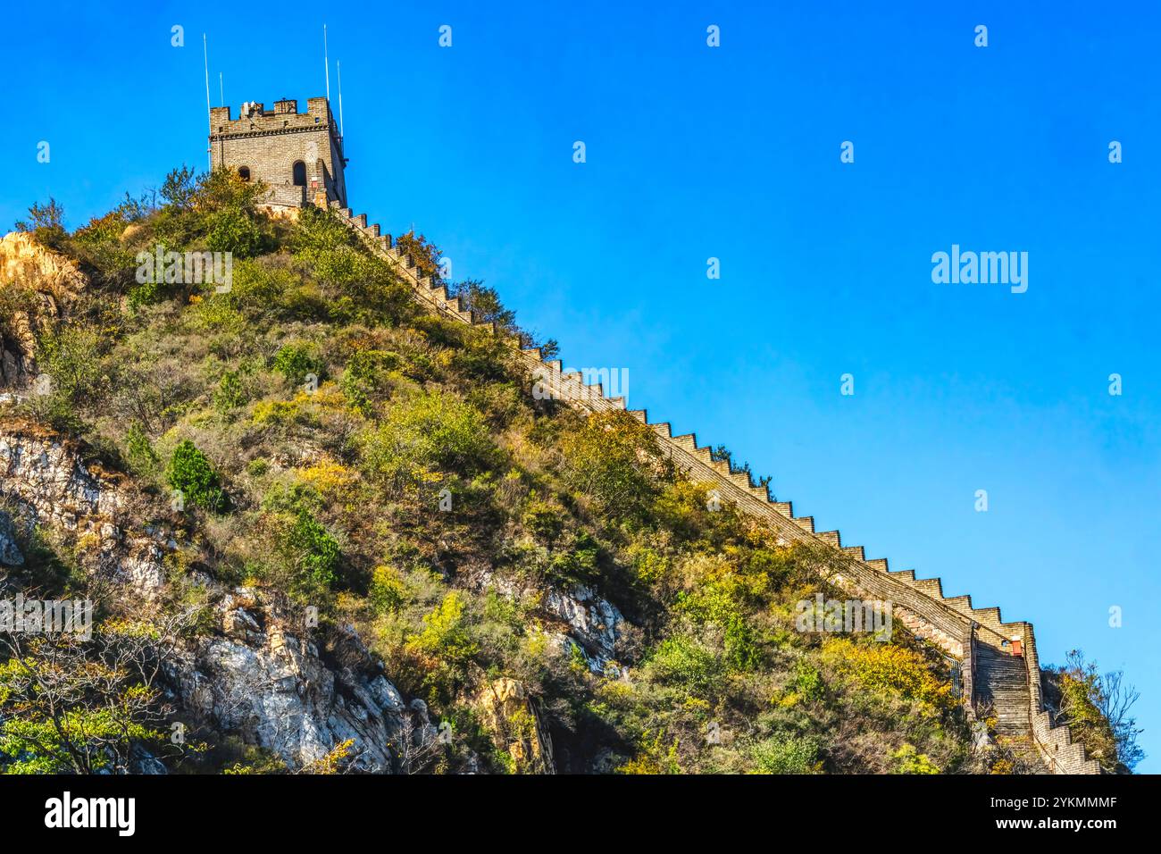 Couleurs d'automne Grande Muraille section nord Juyongguan Jiyong Pass Pékin Chine. Juyongguan est la porte nord et la section la plus proche du mur de Pékin. Super W. Banque D'Images
