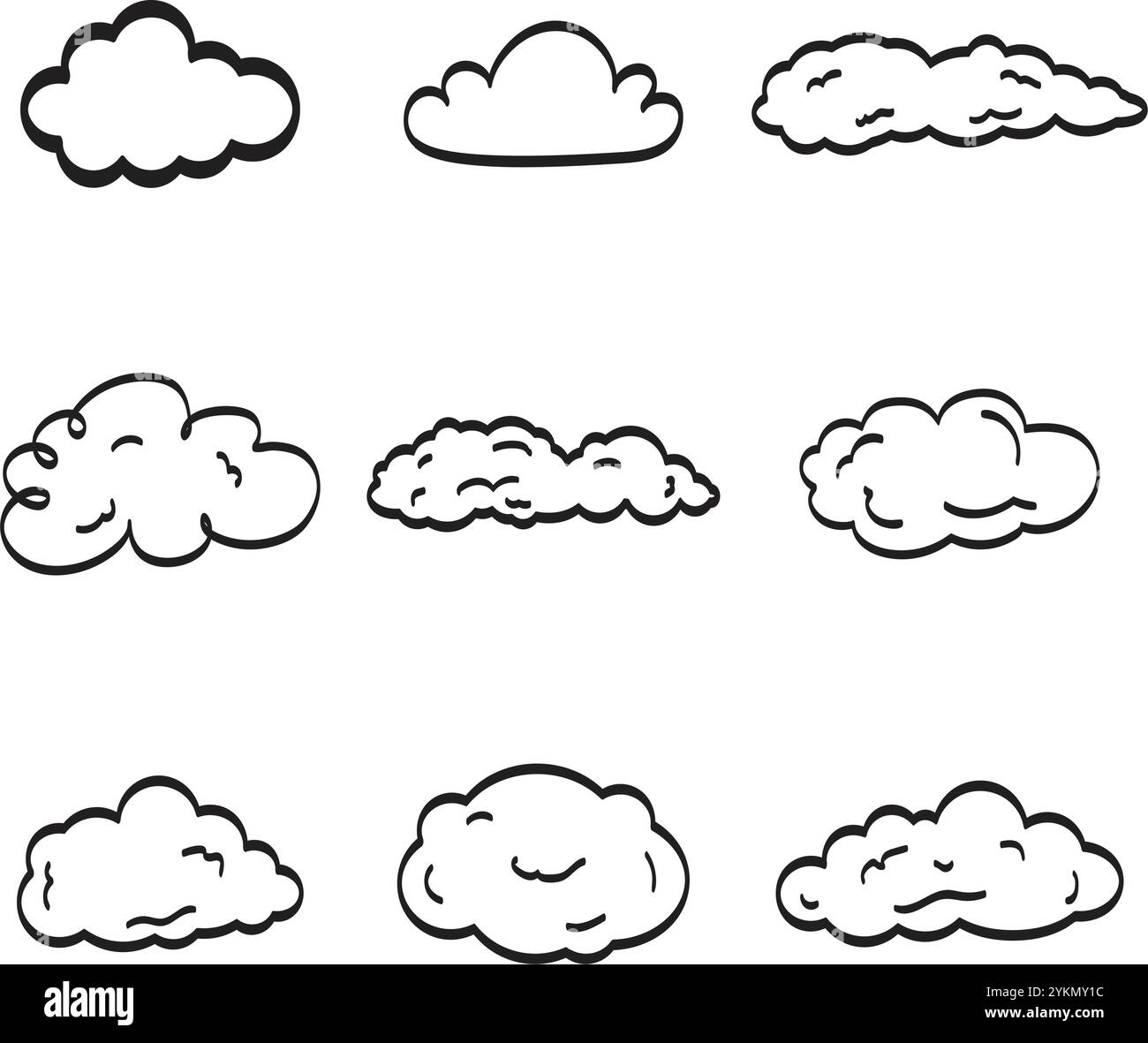 Ensemble d'illustration vectorielle de nuage dessinée à la main Illustration de Vecteur