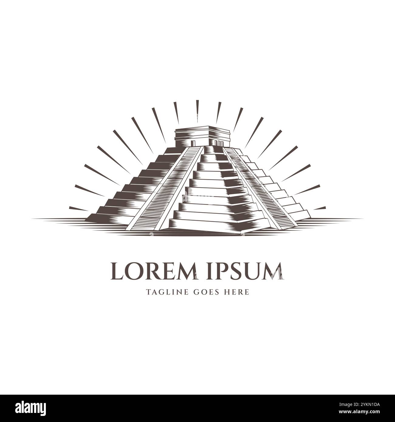 Vintage rétro célèbre ancien mexicain ou Pérou Inca Chicen Itza Aztec Pyramid illustration vectorielle Illustration de Vecteur