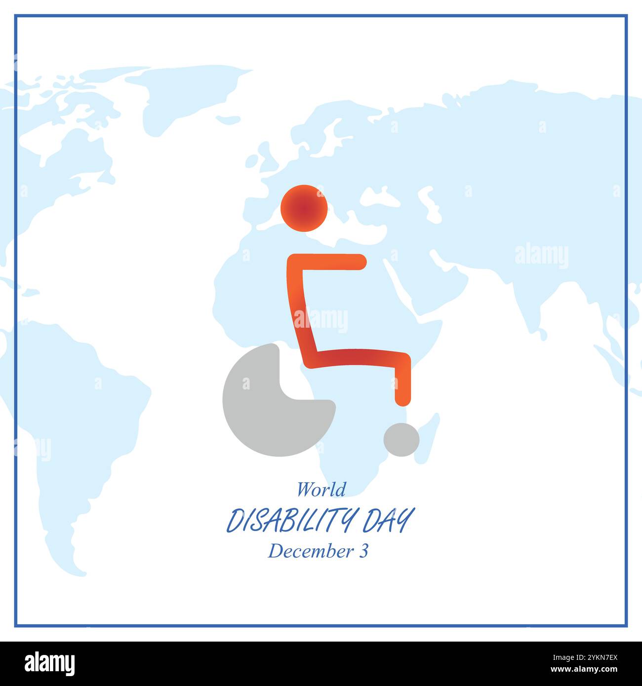 3 décembre Journée mondiale des handicapés. Journée internationale des personnes handicapées. Humain dans la bannière d'illustration vectorielle de fauteuil roulant sur la carte du monde. Illustration de Vecteur
