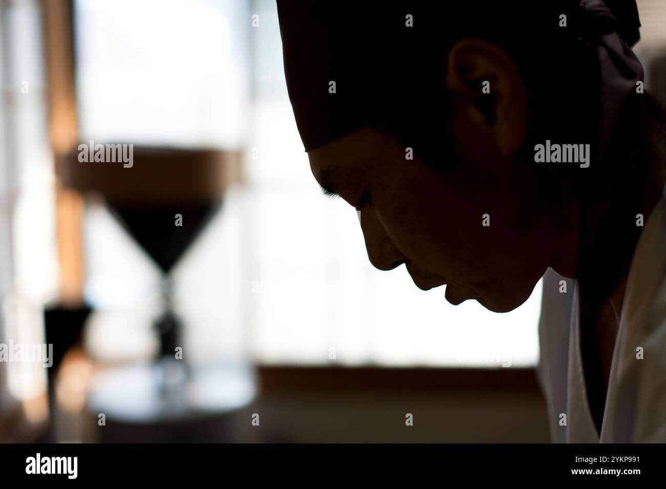 Profil latéral de l'homme au travail Banque D'Images