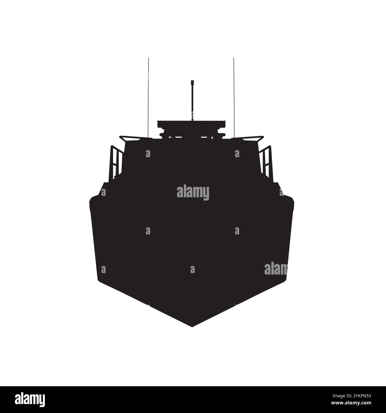 Icône Silhouette Warship. Navire militaire et navire naval. Image vectorielle isolée. Vue de face Illustration de Vecteur