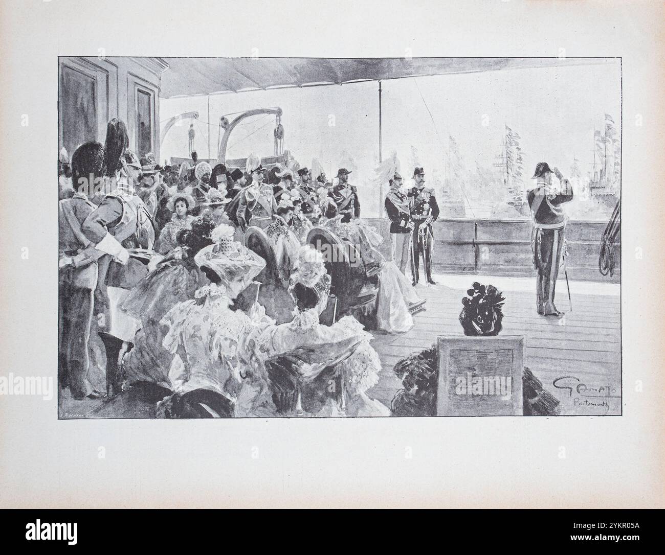 Jubilé de diamant de la reine Victoria. Juin 1897 le prince de Galles passe l'examen naval à bord du yacht royal 'Victoria-et-Albert'. Banque D'Images