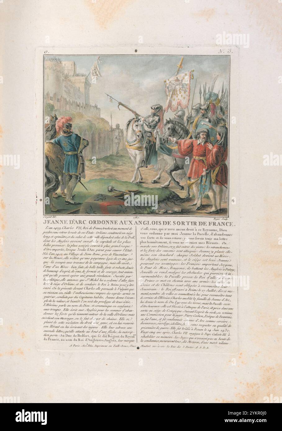 Jeanne d'Arc dans la guerre contre les Anglais. Gravure de 1792 Banque D'Images