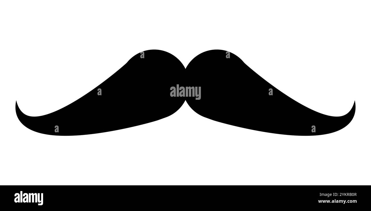 forme de silhouette de moustache, illustration vectorielle noire et blanche de moustache masculine, isolée sur blanc Illustration de Vecteur