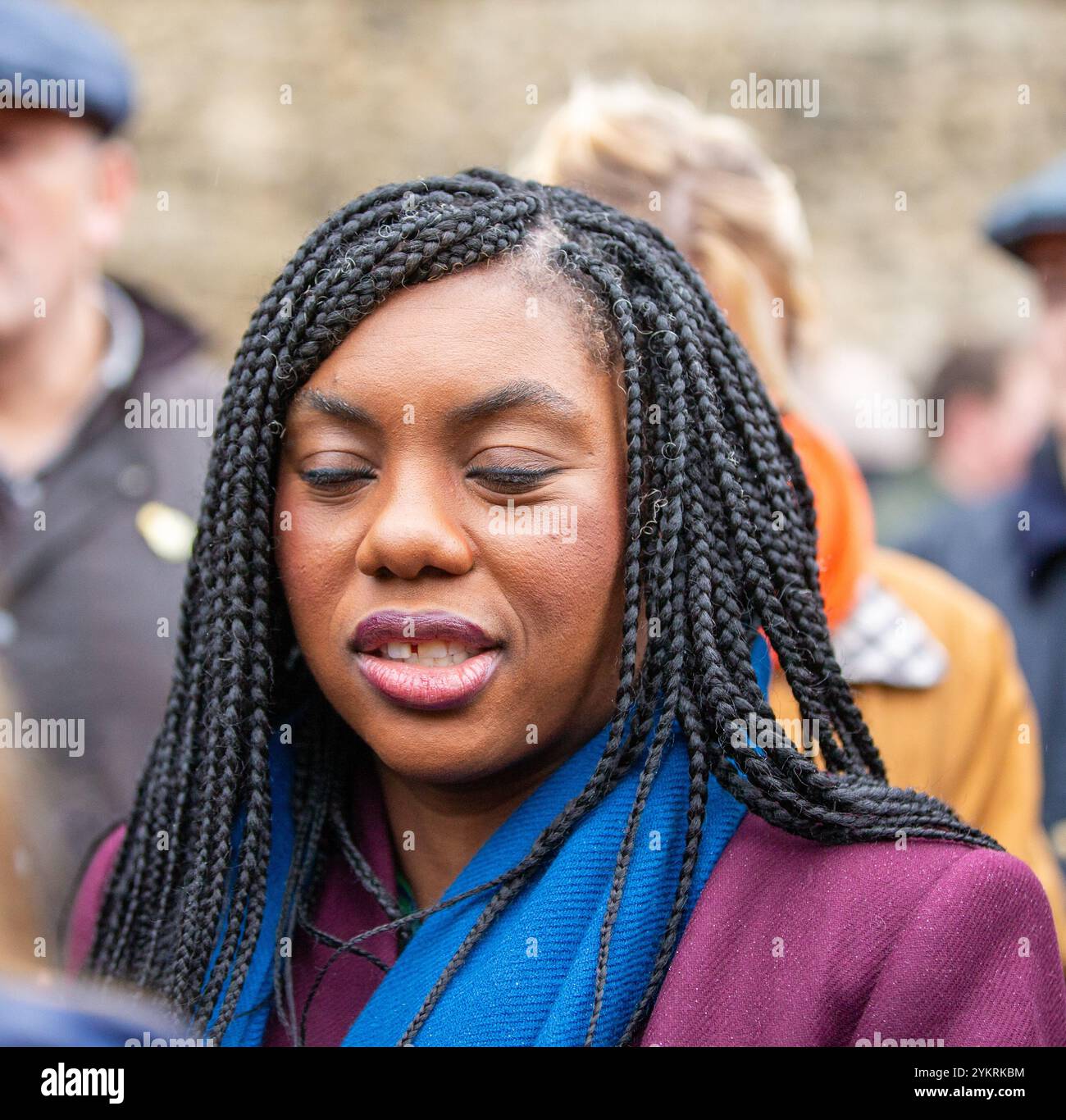 Londres, Angleterre, Royaume-Uni. 19 novembre 2024. Le chef du parti conservateur, Kemi Badenoch, se joint à la manifestation des agriculteurs dans Whitehall Credit : Richard Lincoln/Alamy Live News Banque D'Images