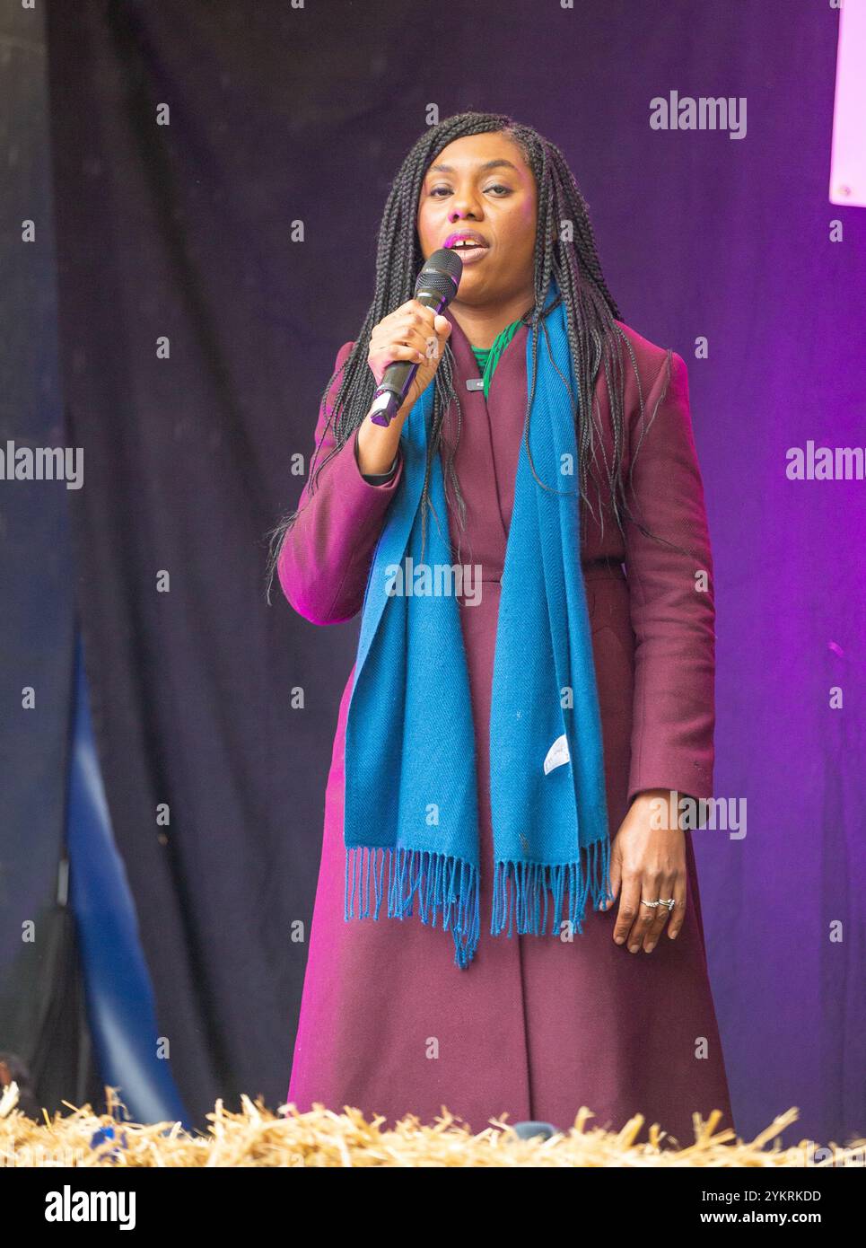 Londres, Angleterre, Royaume-Uni. 19 novembre 2024. Le chef du parti conservateur, Kemi Badenoch, se joint à la manifestation des agriculteurs dans Whitehall Credit : Richard Lincoln/Alamy Live News Banque D'Images