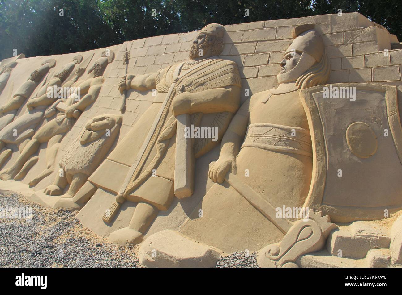 Sculptures faites de sable pour des personnages historiques et anciens célèbres Banque D'Images