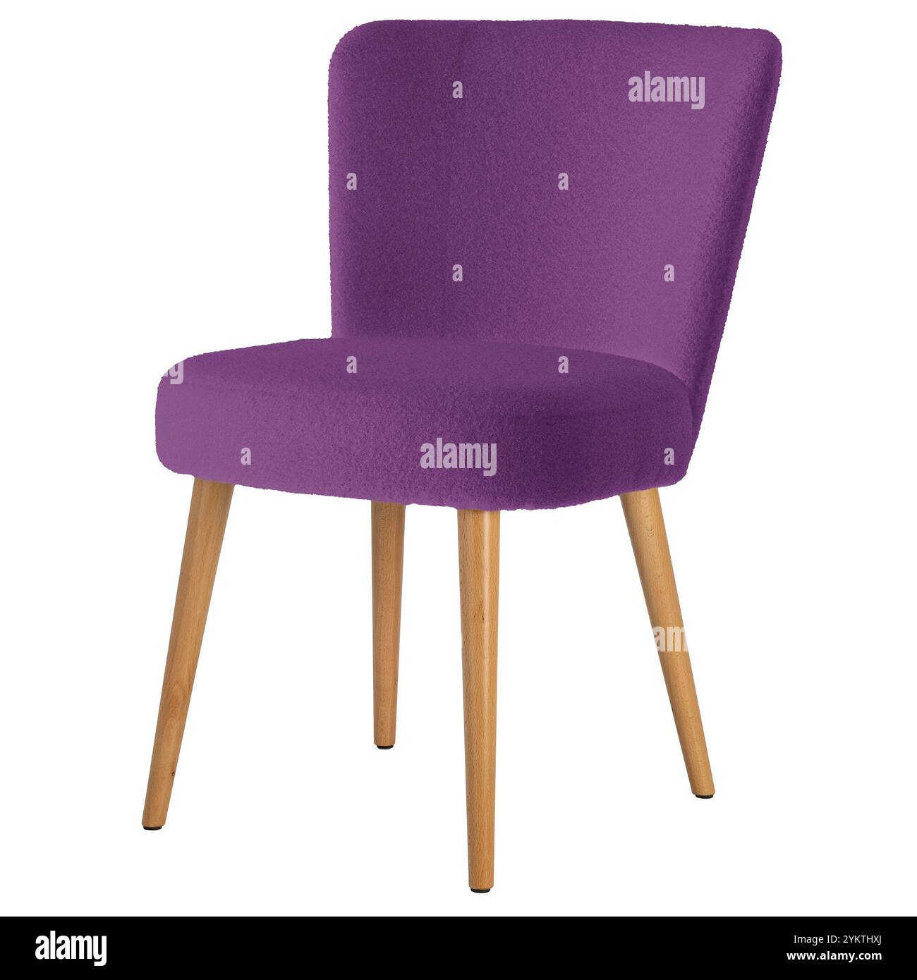 Chaise rembourrée violette avec pieds en bois Banque D'Images