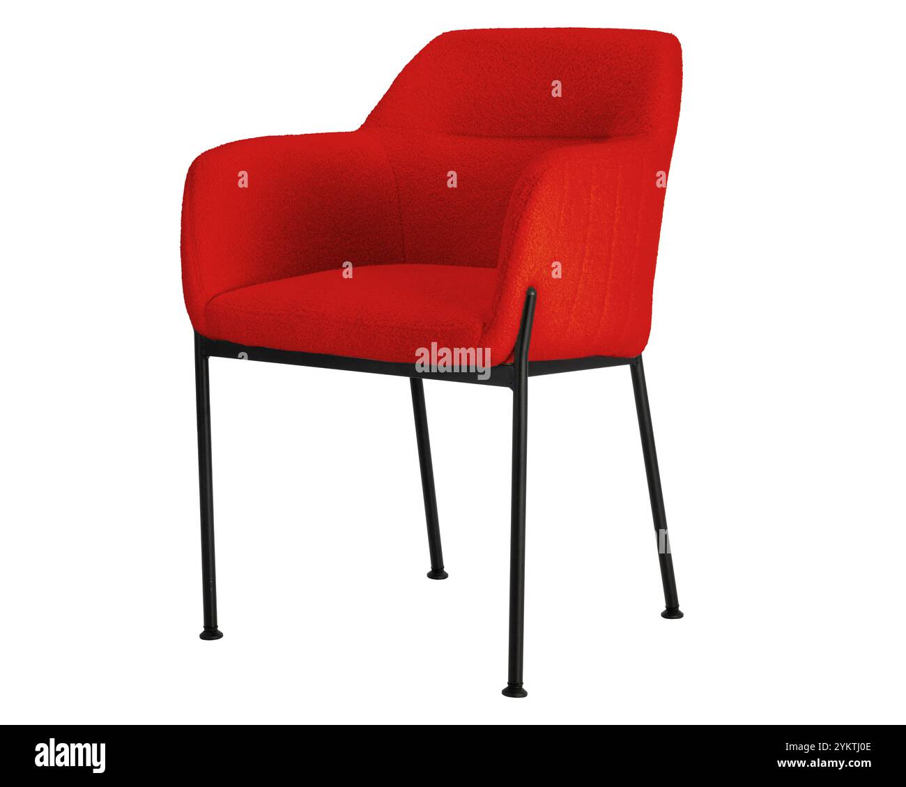 Fauteuil rembourré rouge avec pieds noirs Banque D'Images