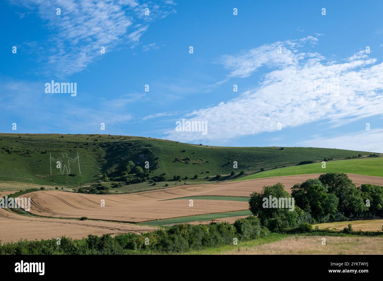 Le long Man de Wilmington sur les Sussex Downs, en Angleterre, en été Banque D'Images