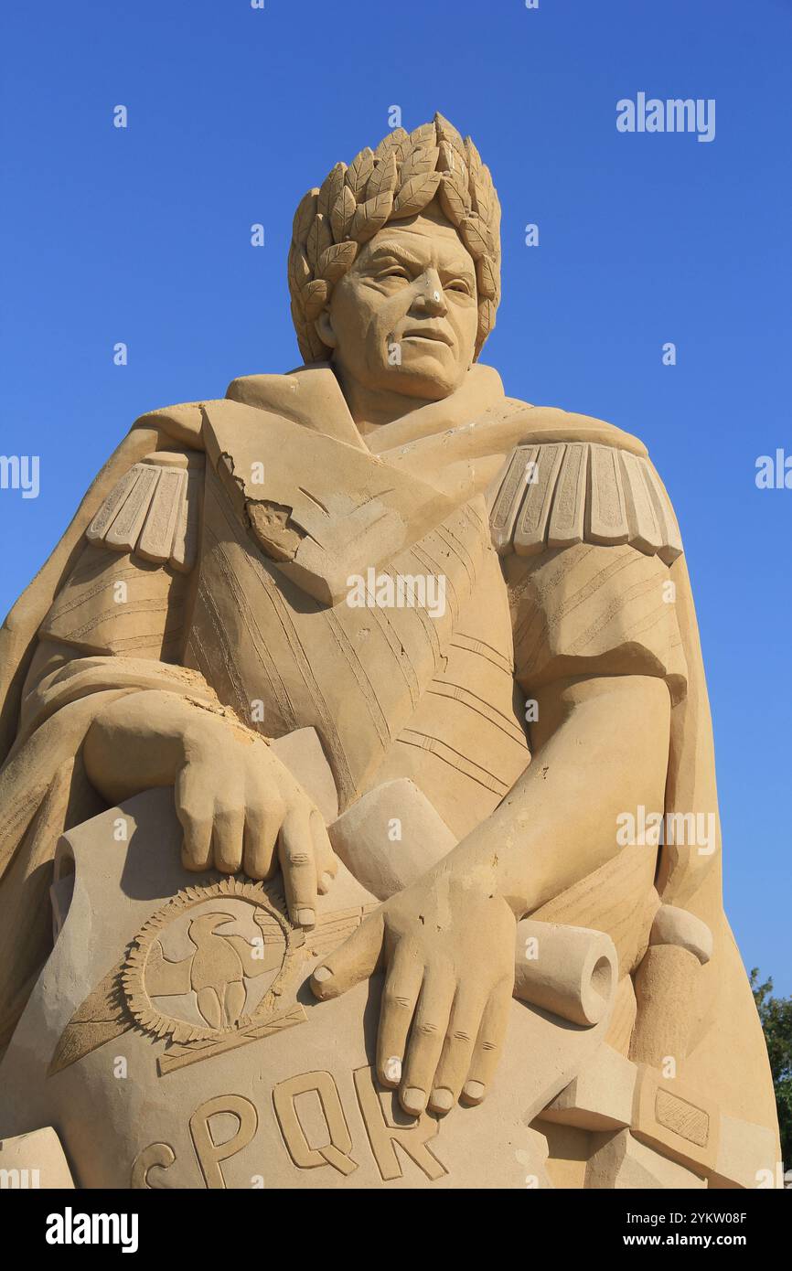 Sculptures faites de sable pour des personnages historiques et anciens célèbres Banque D'Images