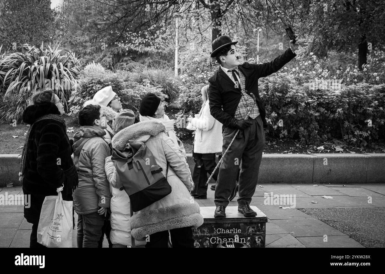 Charlie Chaplin Street Performer South Bank London Banque D'Images