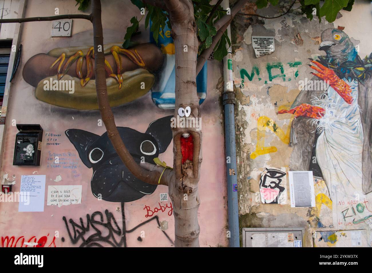 16 novembre 2024 - Rome, Italie : Street art, via del Pigneto © Andrea Sabbadini Banque D'Images