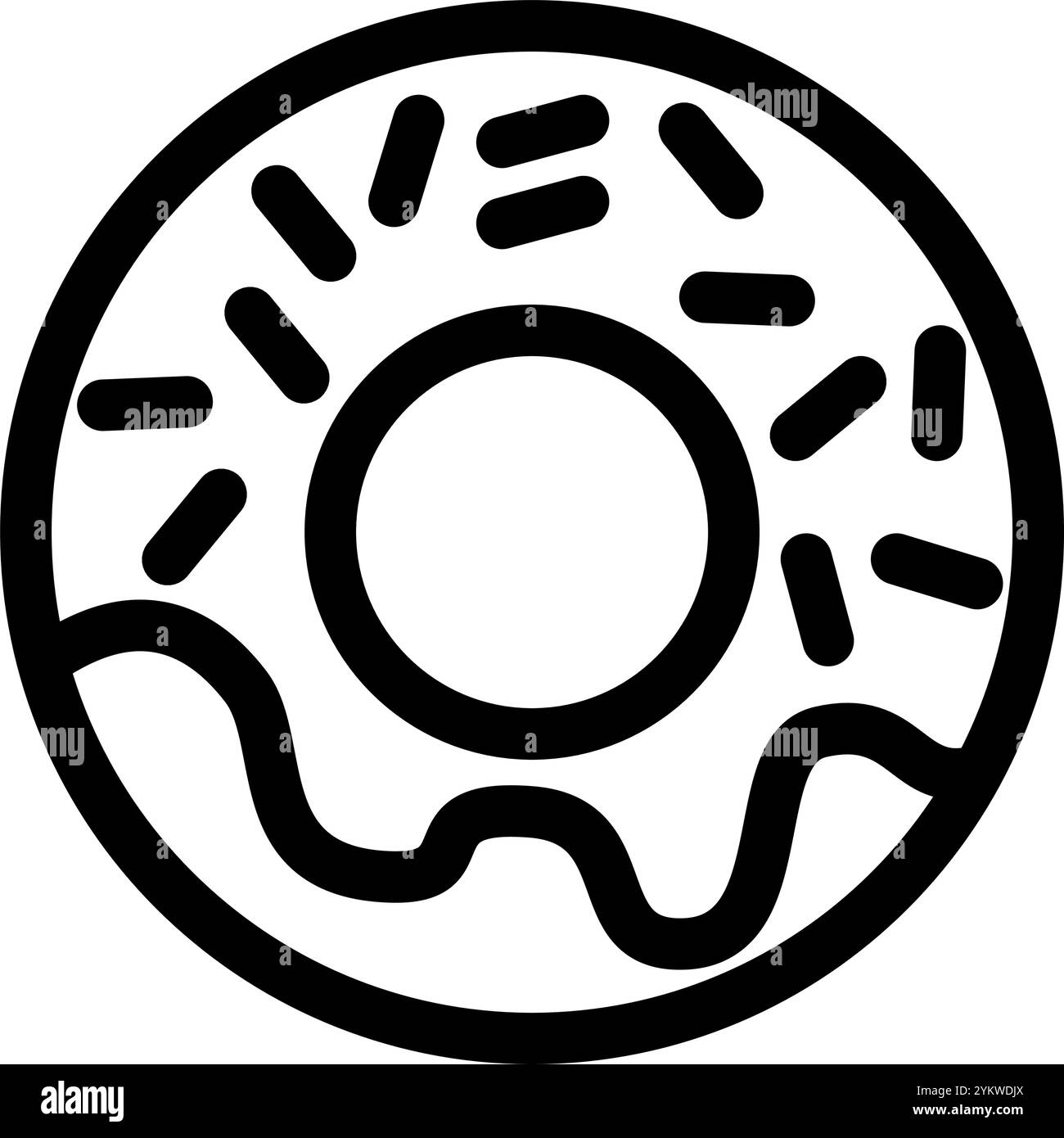 Symbole icône donuts - beignets doux frais dessert de la boulangerie avec glace et saupoudres Illustration de Vecteur