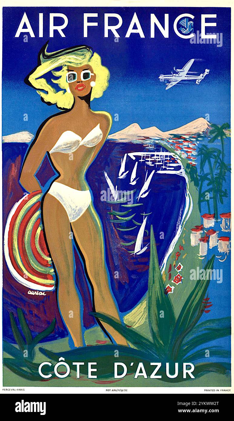 Jacques Auriac - affiche de voyage Air France - 1952 Banque D'Images