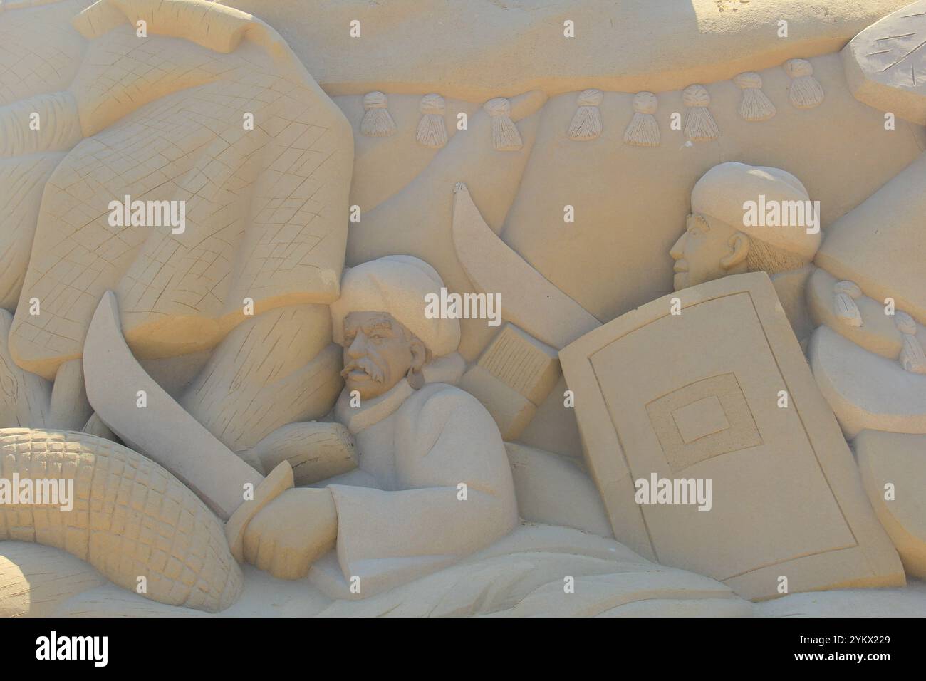 Sculptures faites de sable pour des personnages historiques et anciens célèbres Banque D'Images