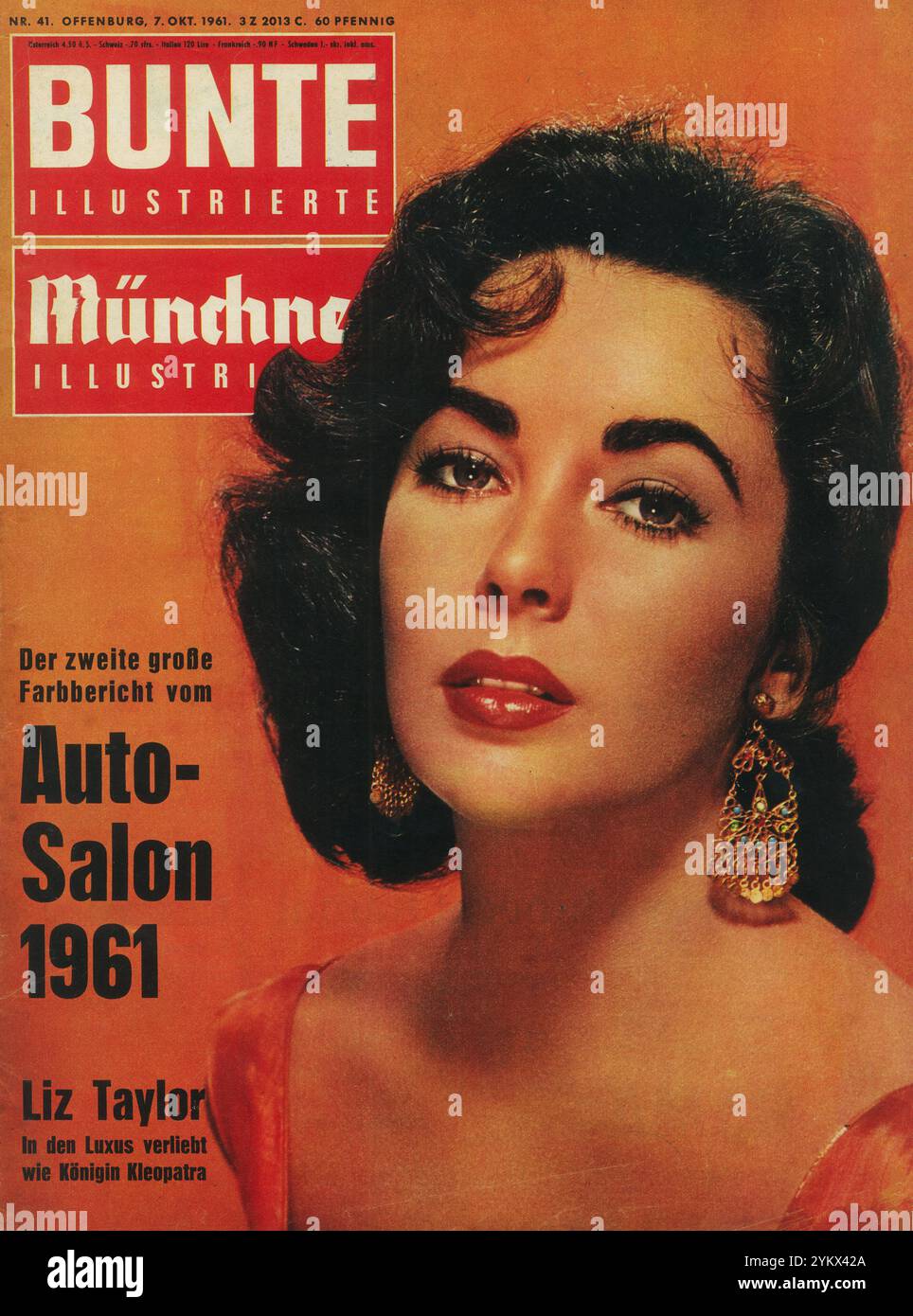 1961, 7 octobre, Bunte/ Munchne couverture du magazine allemand lifestyle/ célébrités avec Elizabeth Taylor Banque D'Images