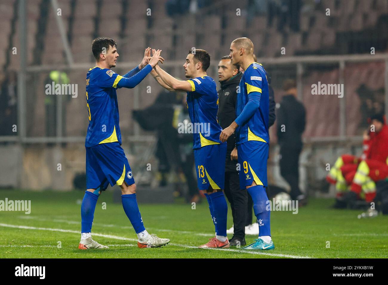 Zenica, Bosnie-Herzégovine. 19 novembre 2024. Zenica, 19-11-2024, stade Bilino Polje, saison de football de l'UEFA Nations League 2024/2025, Bosnie-Herzégovine - pays-Bas, remplacement du joueur pendant le match Bosnie-Herzégovine - pays-Bas crédit : Pro Shots/Alamy Live News Banque D'Images