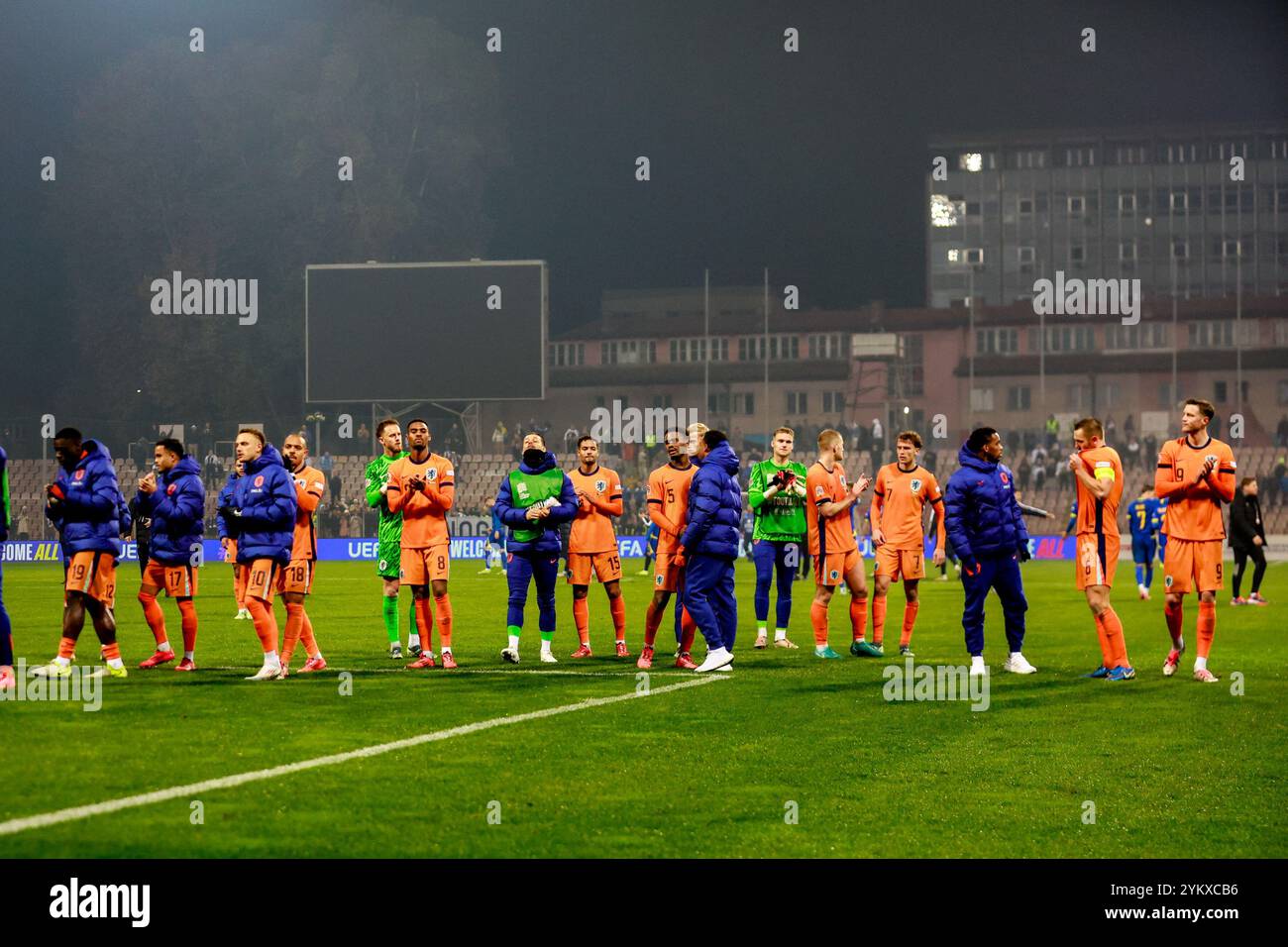 Zenica, Bosnie-Herzégovine. 19 novembre 2024. Zenica, 19-11-2024, stade Bilino Polje, UEFA Nations League football saison 2024/2025, Bosnie-Herzégovine - pays-Bas, pays-Bas joueurs après le match Bosnie-Herzégovine - pays-Bas crédit : Pro Shots/Alamy Live News Banque D'Images