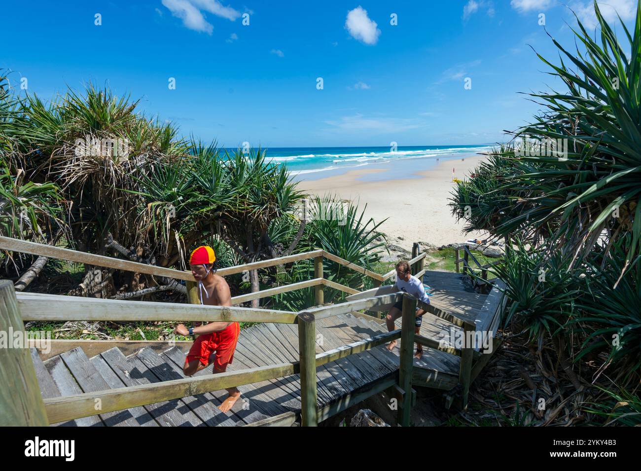 Vue panoramique de main Beach, une destination touristique populaire, North Stradbroke Island, Queensland, Queensland, Queensland, Queensland, Australie Banque D'Images