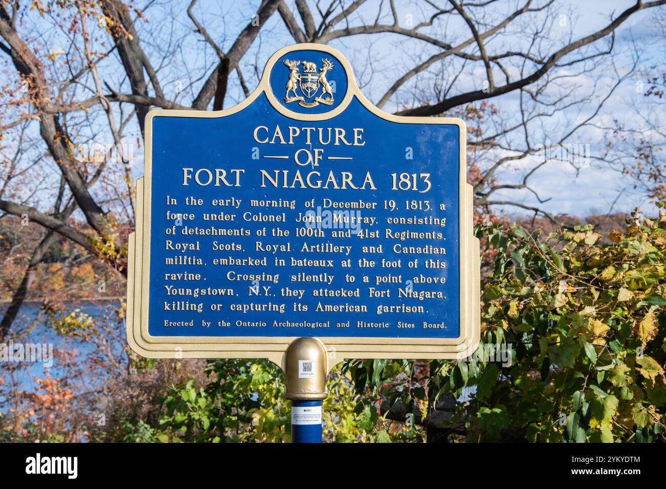 Capture de la plaque du fort Niagara à Niagara-on-the-Lake, Ontario, Canada Banque D'Images