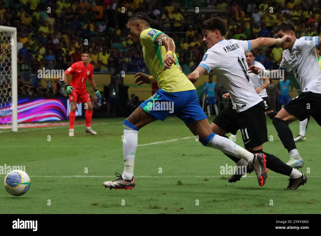 Salvador, Brésil. 19 novembre 2024. Match entre le Brésil et l'Uruguay, valable pour les qualifications à la Coupe du monde 2026, ce mardi (29) à l'Arena fonte Nova, à Salvador/BA. Crédit : Laura Lopes/FotoArena/Alamy Live News Banque D'Images