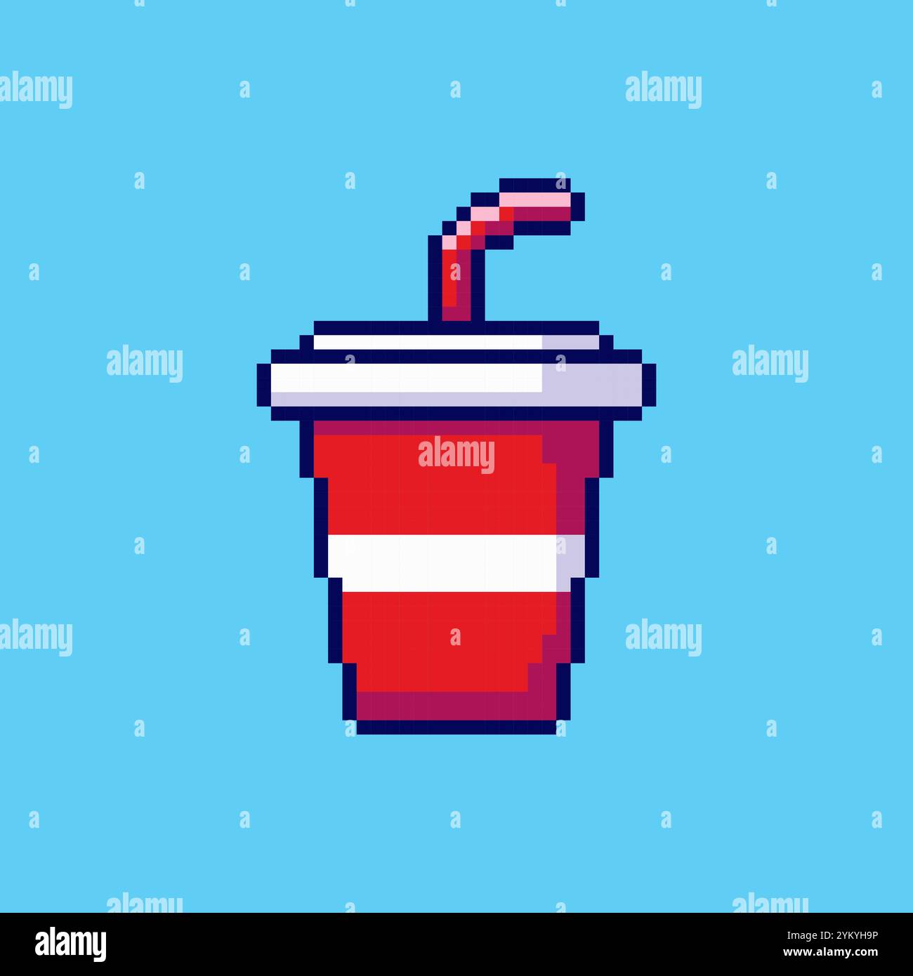 Design d'actifs de jeu Pixel art Soda Cup Illustration de Vecteur