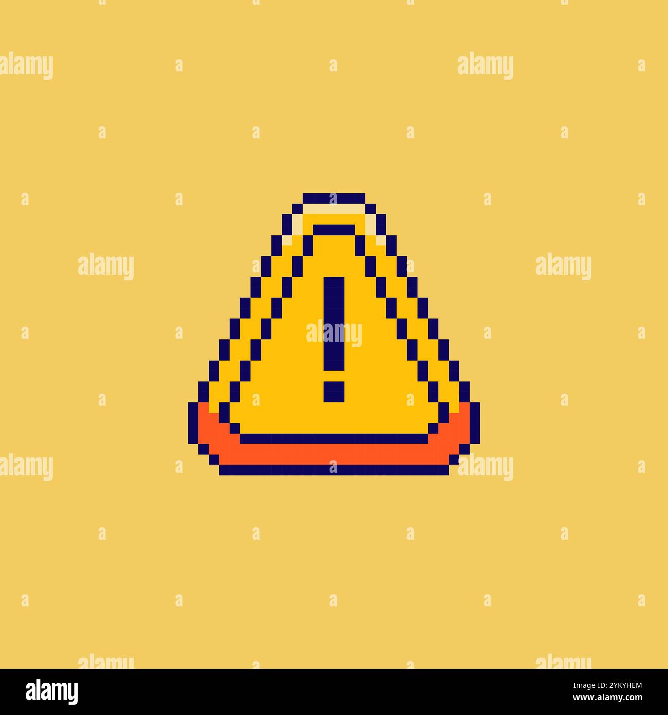 Pixel art signe d'avertissement avec point d'exclamation conception d'actif de jeu Illustration de Vecteur