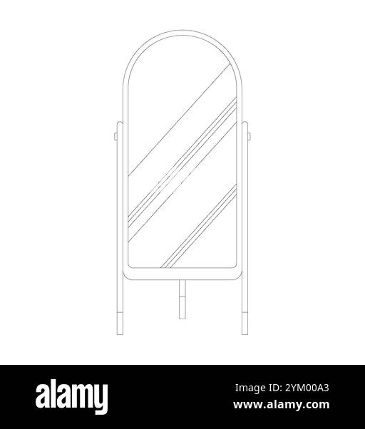 Une illustration vectorielle de contour d'un décor intérieur et de meubles de style scandinave Illustration de Vecteur