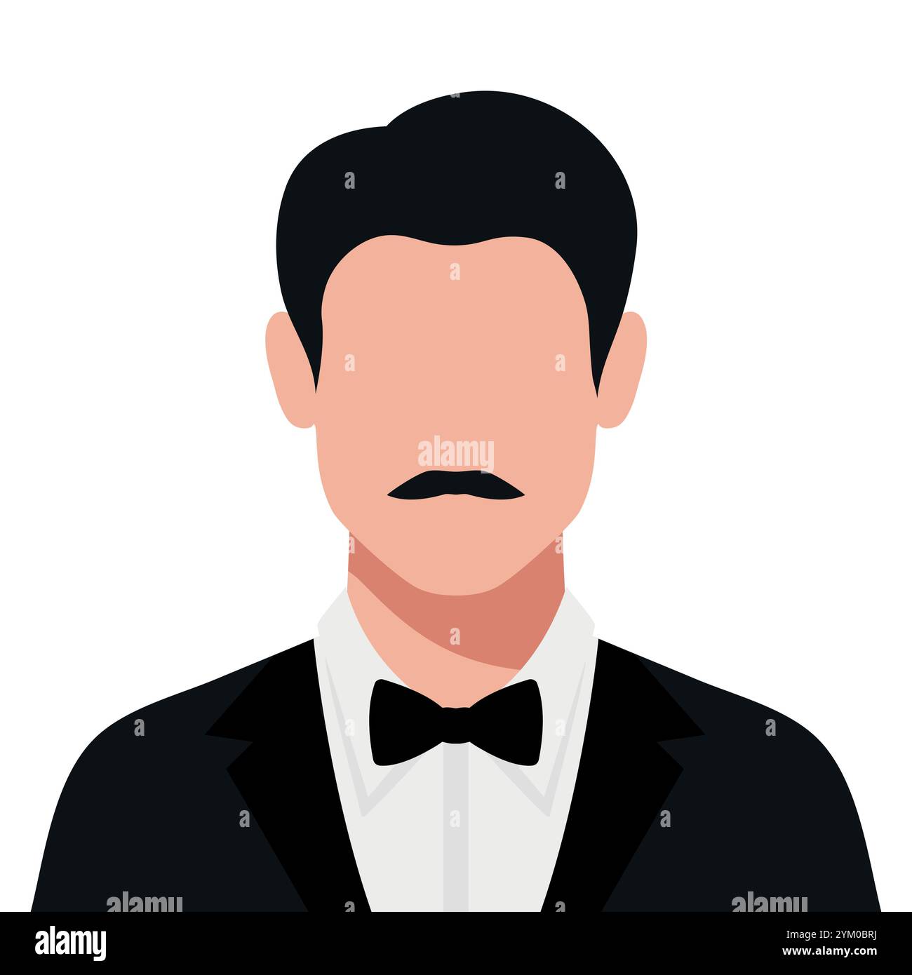Homme abstrait sans visage avec moustache en smoking et noeud papillon. Illustration vectorielle Illustration de Vecteur