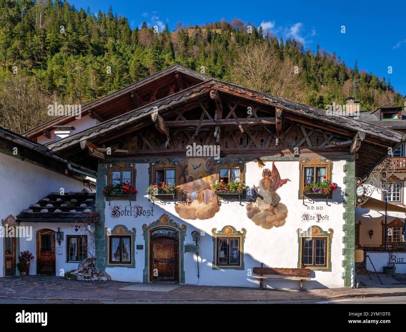 Hotel zur Post, Wallgau, Werdenfelser Land, Oberbayern, Bayern, Deutschland, Europa Hotel zur Post, Wallgau, Werdenfelser Land, Oberbayern, Bayern, de Banque D'Images