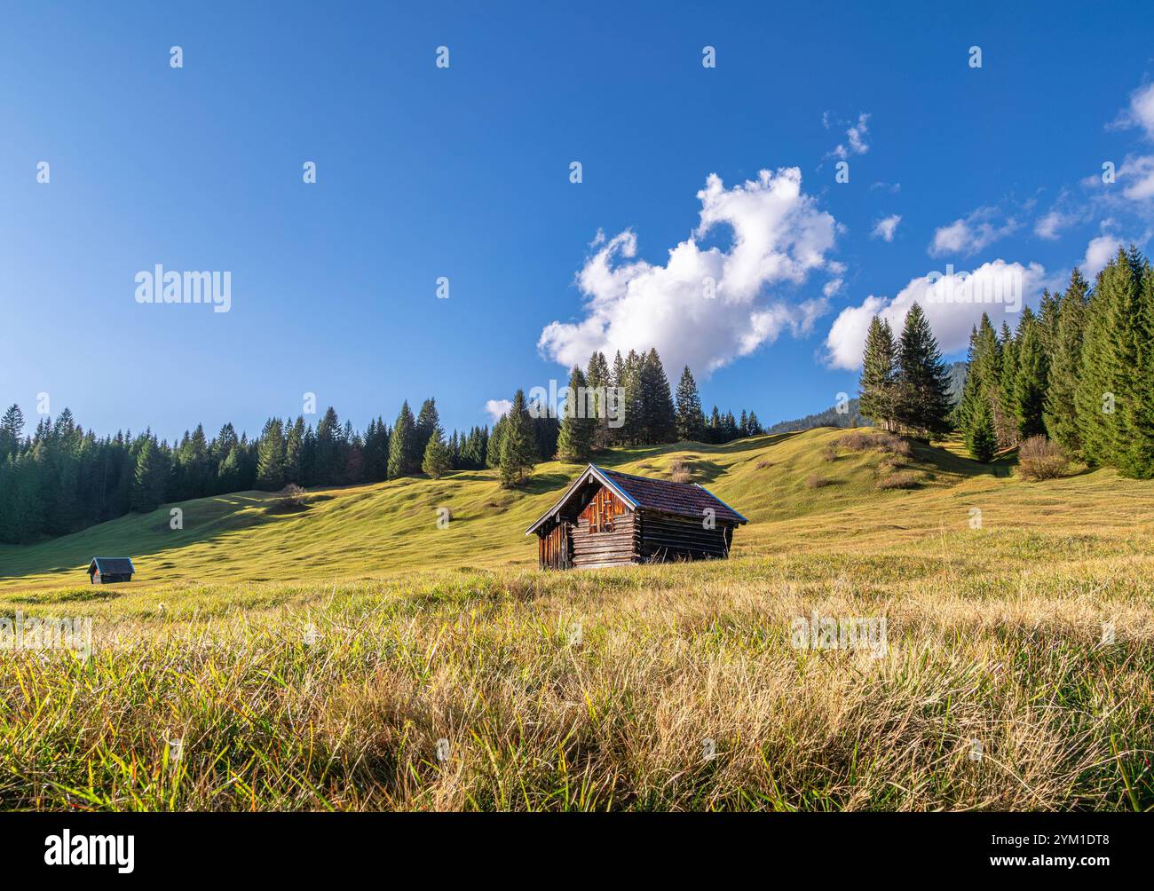 Buckelwiesen mit Heustadel BEI Krün, Mittenwald, Bayern, Deutschland, Europa Buckelwiesen mit Heustadel BEI Krün, Mittenwald, Bayern, Deutschland, EUR Banque D'Images