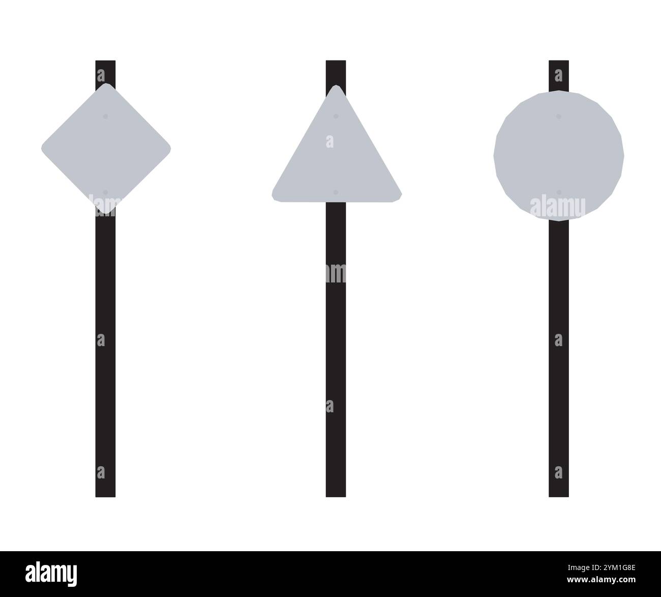 Panneaux routiers vierges de silhouette. Symbole de signe d'avertissement sur fond blanc. Illustration vectorielle. Ensemble de panneaux de signalisation routière, panneaux de signalisation routière. Stop, vitesse maximale, Scho Illustration de Vecteur